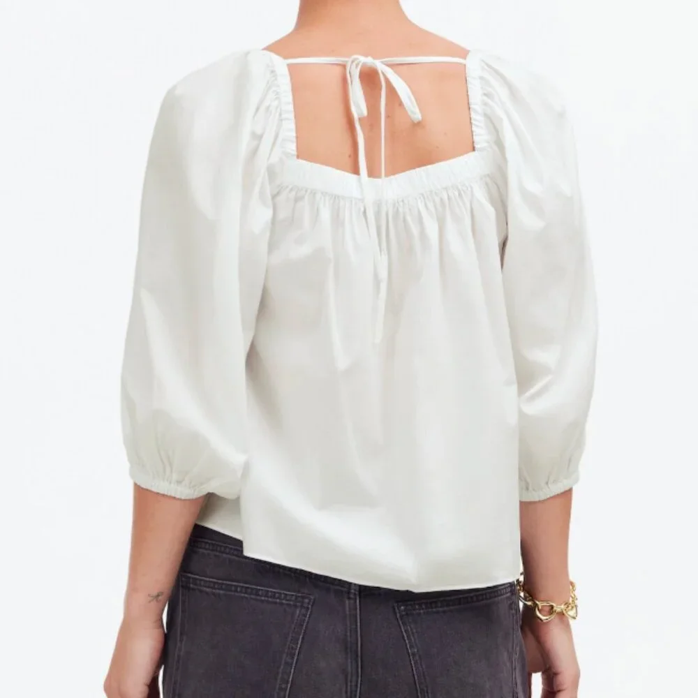 NWT Madewell Puff-Sleeve Babydoll Top - Picture 2 of 7